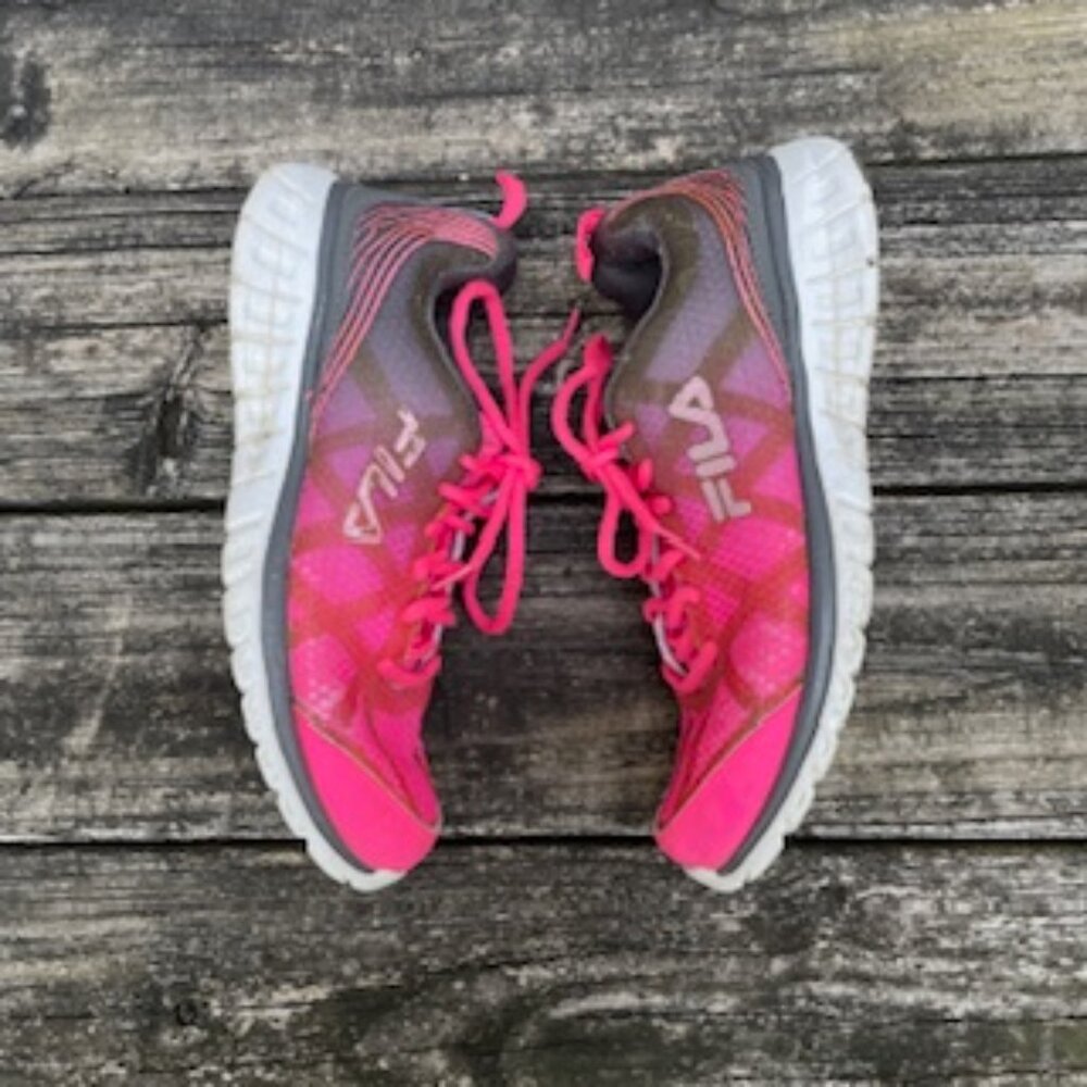 Pink and Grey Fila Sneakers